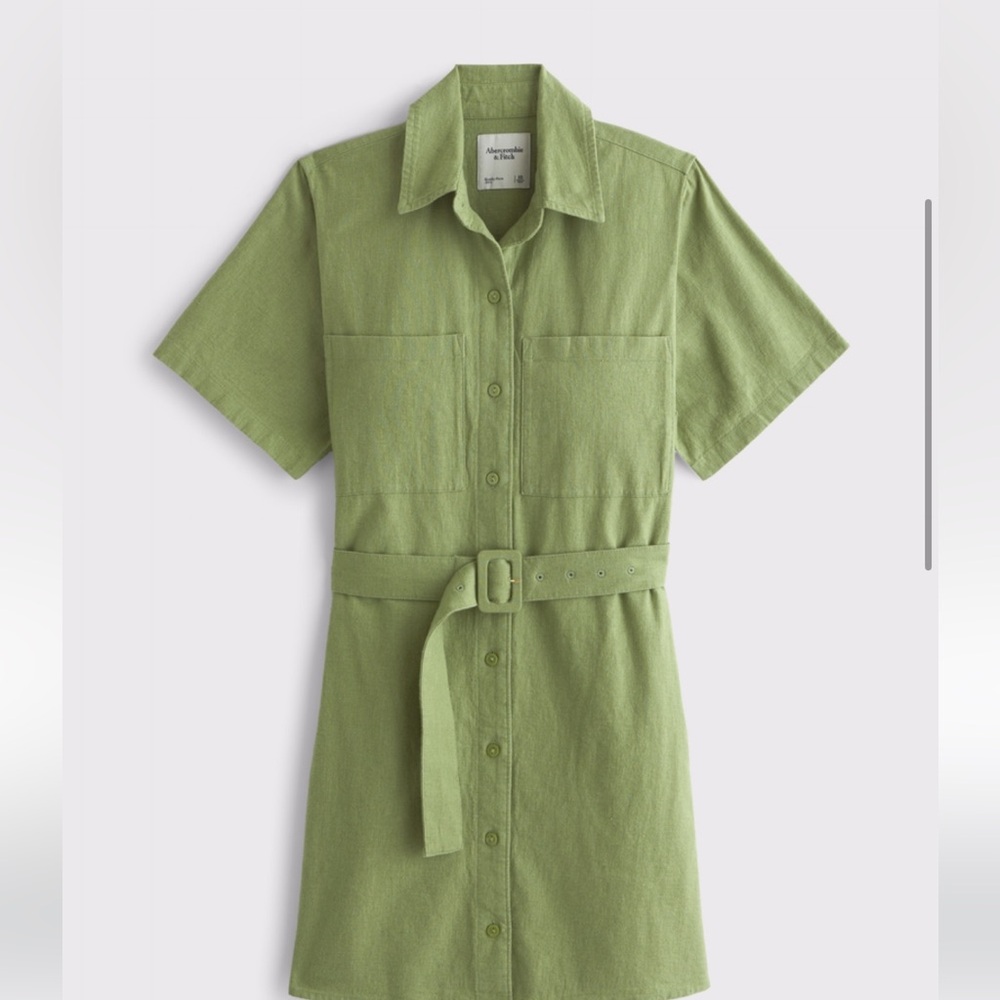 Abercrombie belted linen-blend dress
